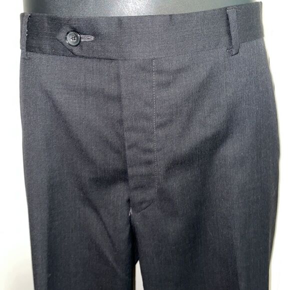 Profilo black wool flat front cuff hem pants - Picture 2 of 6